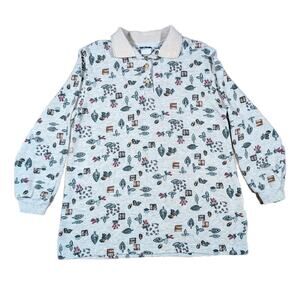 Vintage Teddi Fall Long Sleeve Polo Shirt